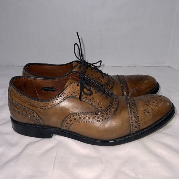 Allen Edmonds Strand Shoes Mens Size 9 Brown Leather Wingtip Oxford Dress Church - Picture 5 of 11